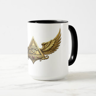 NeoAnkh Egyptian Eye of Horus Gold Winged Pyramid Mugg