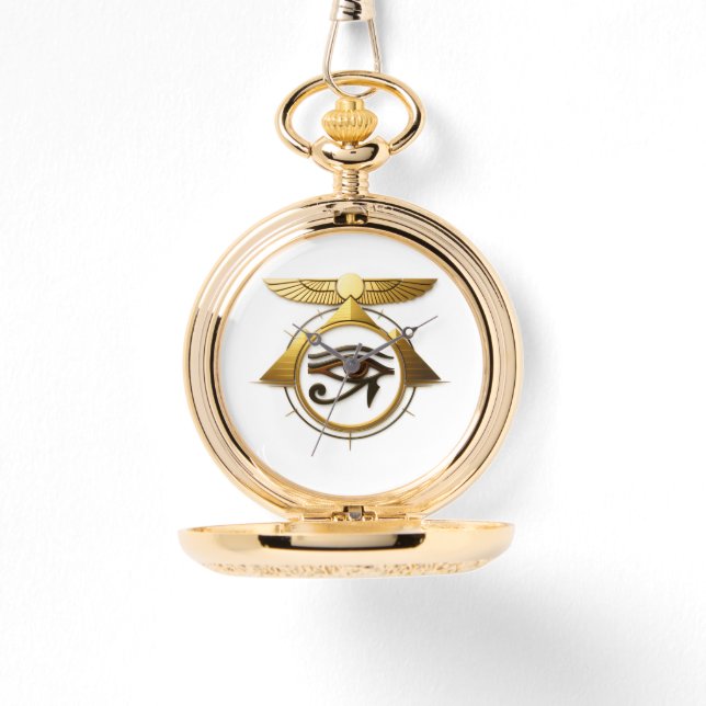 NeoAnkh Golden Eye of Horus & Winged Sun Disk Armbandsur (Framsida)