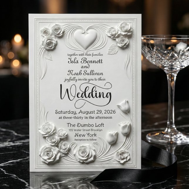 Neoclassical White Floral Baroque Romance Inbjudningar (Skapare uppladdad)