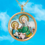 NeoGothic St. Anne och Young Mary (SAU 29) Guldpläterat Halsband<br><div class="desc">St. Anne — frun till St. Joachim; mor till Mary, den välsignade jungfrun; Jesus mormor. St. Anne Lär Mary att läsa skript från bok eller rulla är kanske *det vanligaste motivet för contemporaryns tittare som har den här helheten. Statyerna Saint Anne och Young Mary är en skoningslös katolsk kyrka, kapellkyrkor...</div>