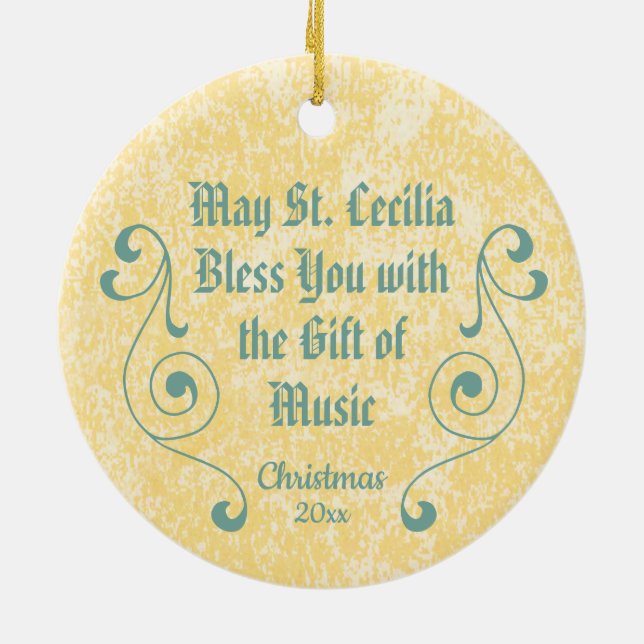 NeoGothic St. Cecilia of Rom (uppgifter; BNG 02) C Julgransprydnad Keramik (Baksidan)