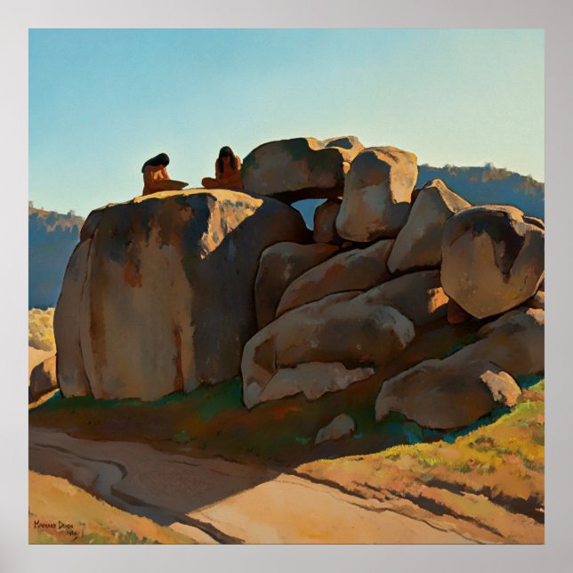 "Neolithic Aeftermiddag" av Maynard Dixon Poster (Framsidan)
