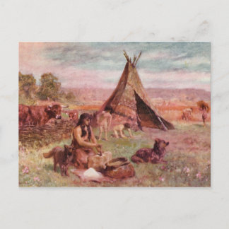 Neolithic Homestead Antique-utskrift Vykort