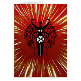 Neolithic naturgudinna med stam- vingar! hälsningskort