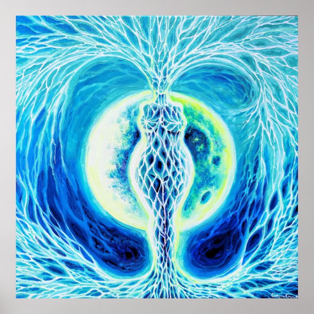 Neolithisk gudinna med måne poster (Framsidan)