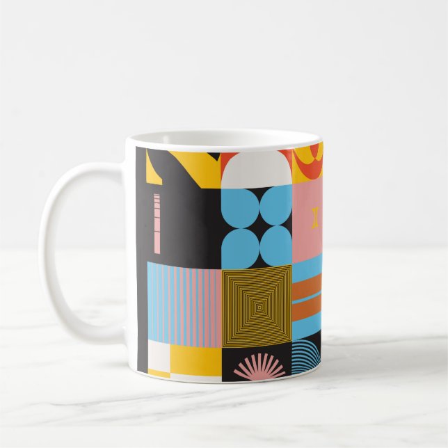 Neomodern estetik i brutalismens utformning poster kaffemugg (Vänster)