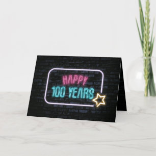 Neon 100:e födelsedagsmarkeringen på brickkortet kort