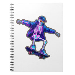 Neon 3D Skeleton Skateboarding – Funny Streetwear  Anteckningsbok