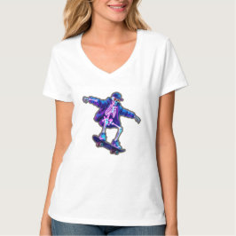 Neon 3D Skeleton Skateboarding – Funny Streetwear  T Shirt
