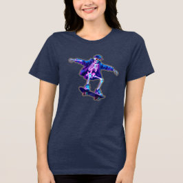Neon 3D Skeleton Skateboarding – Funny Streetwear  T Shirt