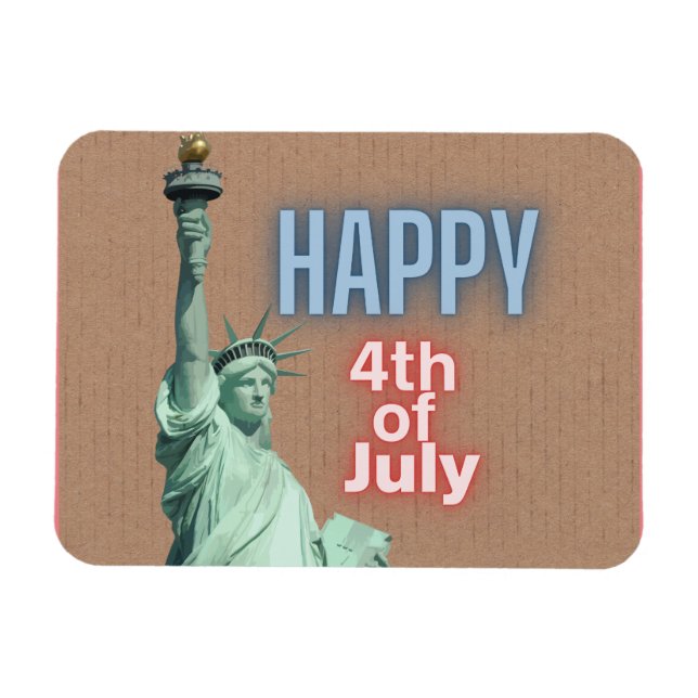 Neon 4 juli frihetsstaty  magnet (Horisontell)