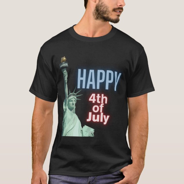 Neon 4 juli frihetsstaty  t shirt (Framsida)