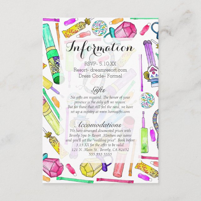 Neon 80's 90's Retro Funny Candy Mönster Tilläggskort (Framsida)