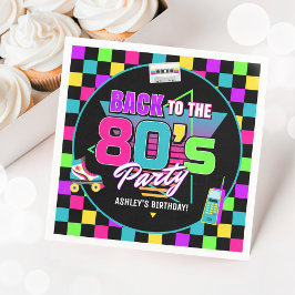 Neon 80s Retro Glow Throwback Birthday Napkins Pappersservett