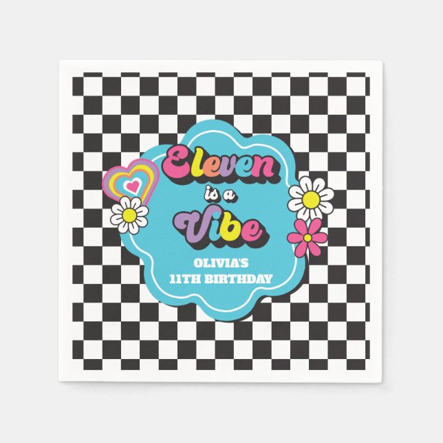 Neon 90s Retro Eleven är en stämning 11-årsdag Pappersservett (Framsidan)