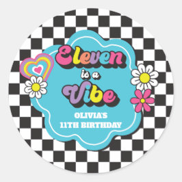 Neon 90s Retro Eleven är en stämning 11-årsdag Runt Klistermärke