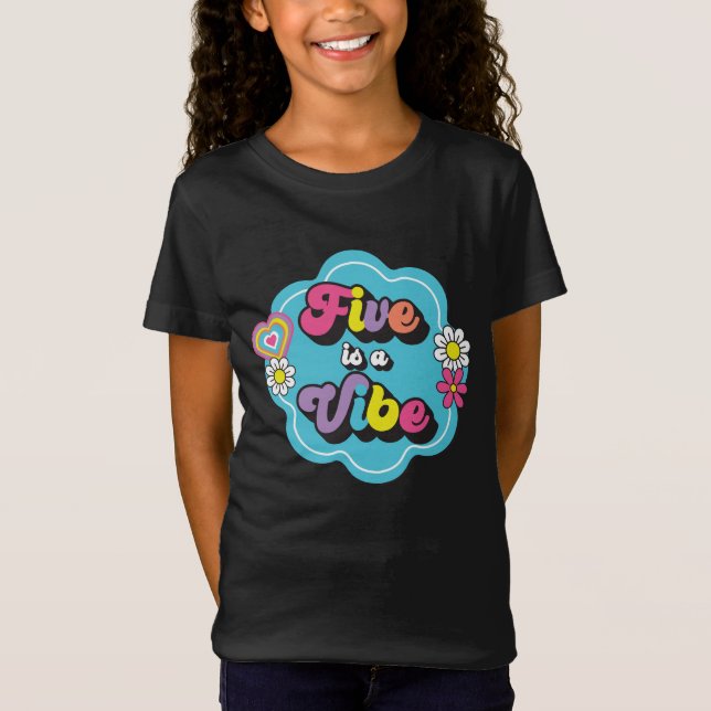 Neon 90s Retro Five är en stämning 5-årsdag T Shirt (Framsida)