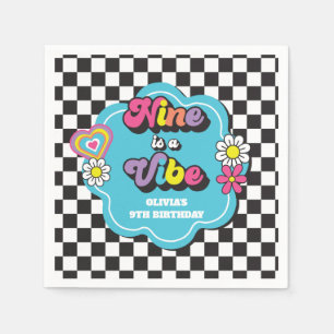 Neon 90s Retro Nine är en stämning 9-års födelseda Pappersservett