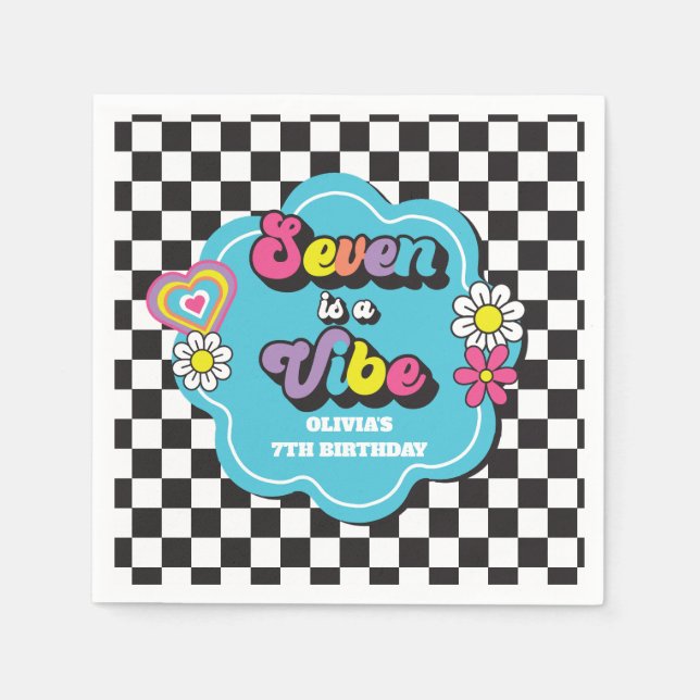 Neon 90s Retro Seven är en stämning 7-årsdag Pappersservett (Framsidan)
