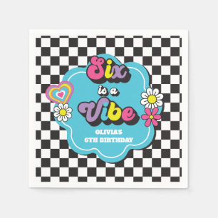 Neon 90s Retro Six är en Vibe 6e-födelsedag Pappersservett