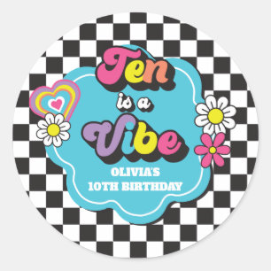 Neon 90s Retro Tio är en stämning 10-årsdag Runt Klistermärke