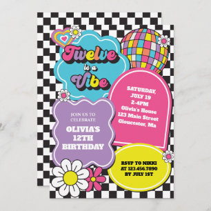 Neon 90s Retro Tolv är en Vibe 12:e födelsedag Inbjudningar