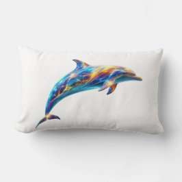 Neon Abstract Dolphin Art – Colorful Energy Wave  Lumbarkudde