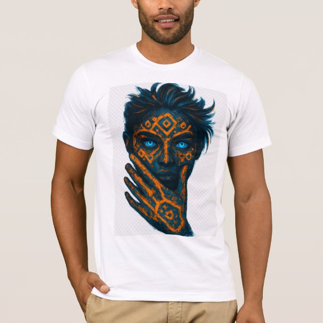 Neon Abstrakt Ansikte T-Shirt (Framsida)