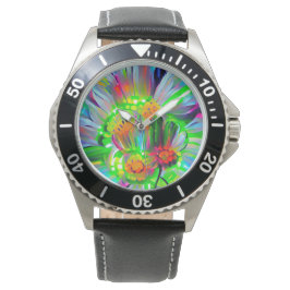 Neon Abstrakt Daisy med Vivid Färg Armbandsur