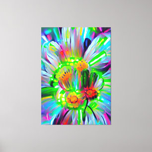 Neon Abstrakt Daisy med Vivid Färg Canvastryck