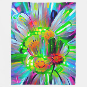 Neon Abstrakt Daisy med Vivid Färg Fleecefilt