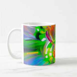 Neon Abstrakt Daisy med Vivid Färg Kaffemugg