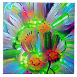 Neon Abstrakt Daisy med Vivid Färg Kakelplatta