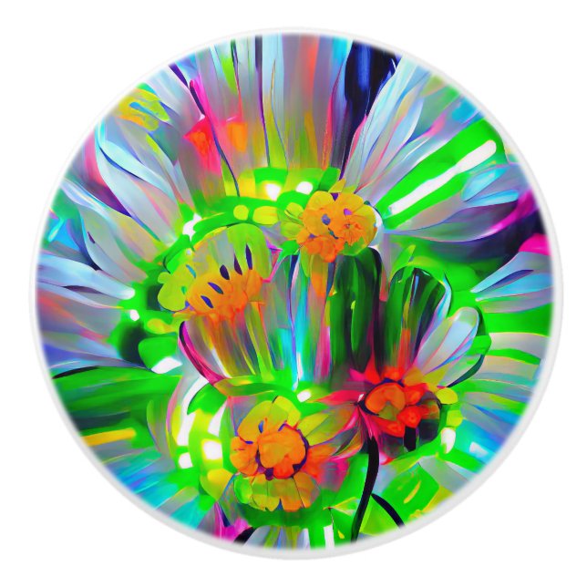 Neon Abstrakt Daisy med Vivid Färg Knopp (Framsidan)