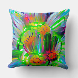 Neon Abstrakt Daisy med Vivid Färg Kudde