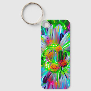 Neon Abstrakt Daisy med Vivid Färg Nyckelring