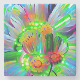 Neon Abstrakt Daisy med Vivid Färg Stenunderlägg