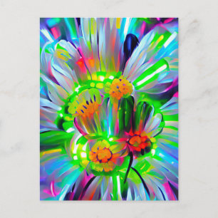 Neon Abstrakt Daisy med Vivid Färg Vykort