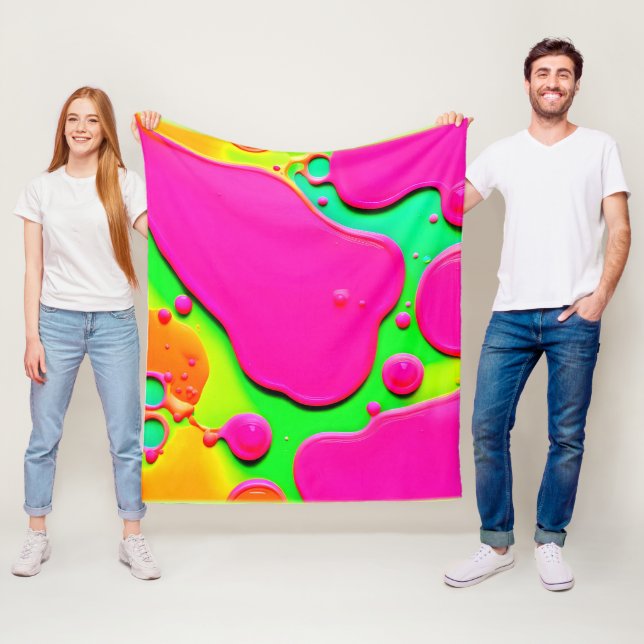 Neon Abstrakt Flytande Drömmar Fleecefilt (På plats)