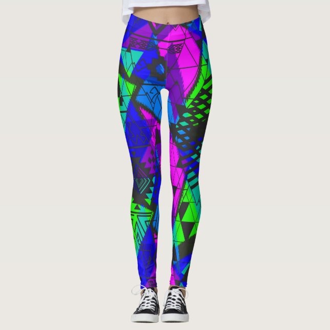 Neon abstrakt . leggings (Framsida)