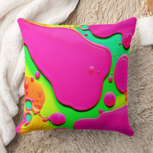 Neon Abstrakt Liquid Dreams Kudde (Filt)