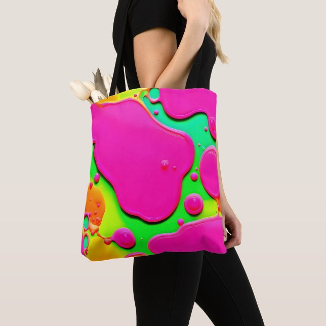 Neon Abstrakt Liquid Dreams Tygkasse (Närbild)