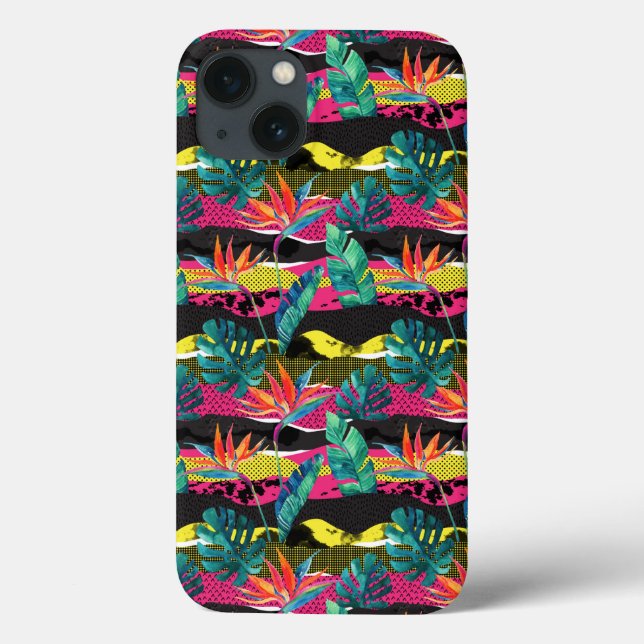 Neon Abstrakt Tropical Struktur Mönster (Baksida)