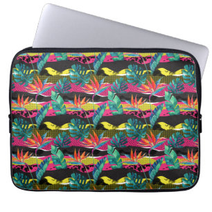 Neon Abstrakt Tropical Struktur Mönster Laptop Sleeve