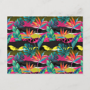 Neon Abstrakt Tropical Struktur Mönster Vykort
