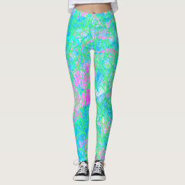 Neon Acid Exotic Tropical Fest Mönster Leggings