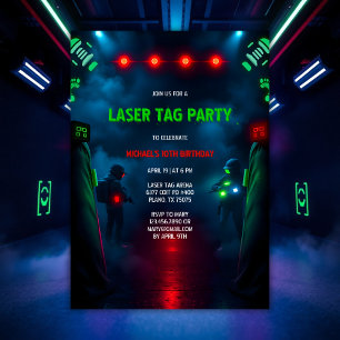 Neon Action-spellaserMärkre Tonåring Födelsedagsfe Inbjudningar