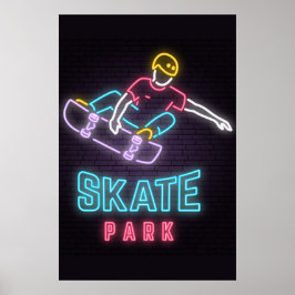 Neon Affisch För Barn Skateboard
