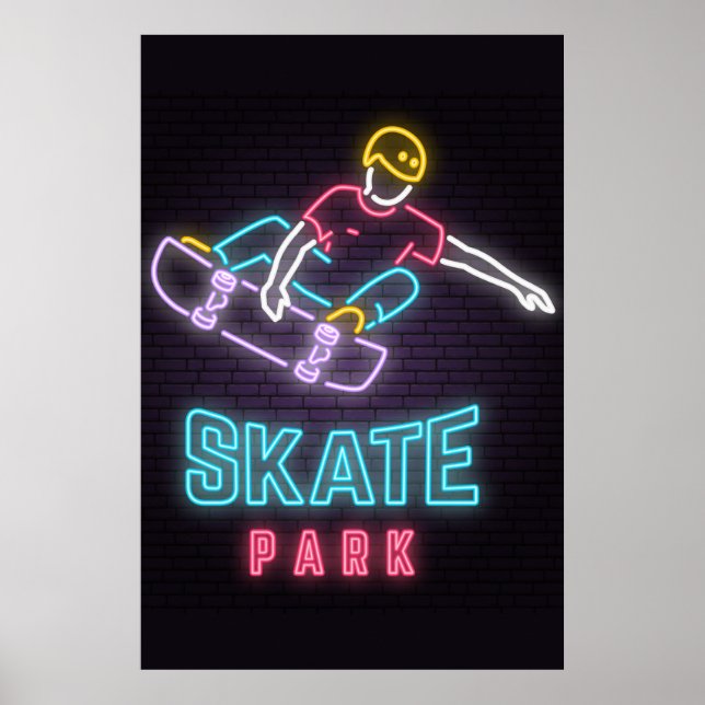 Neon Affisch För Barn Skateboard (Framsidan)