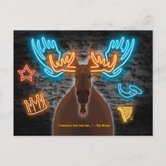 Neon älg på bar postkort helg vykort
